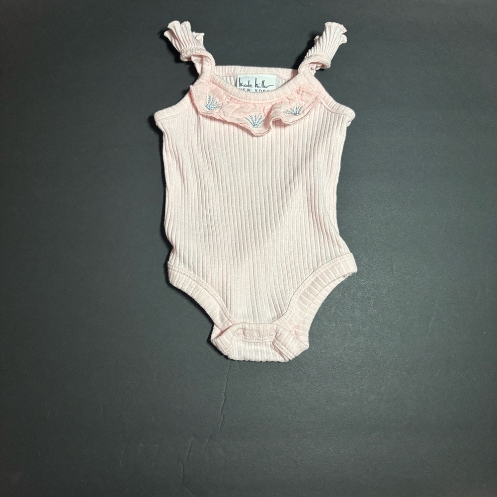 Nicole Miller 0-3 Light Pink Ribbed Bodysuit